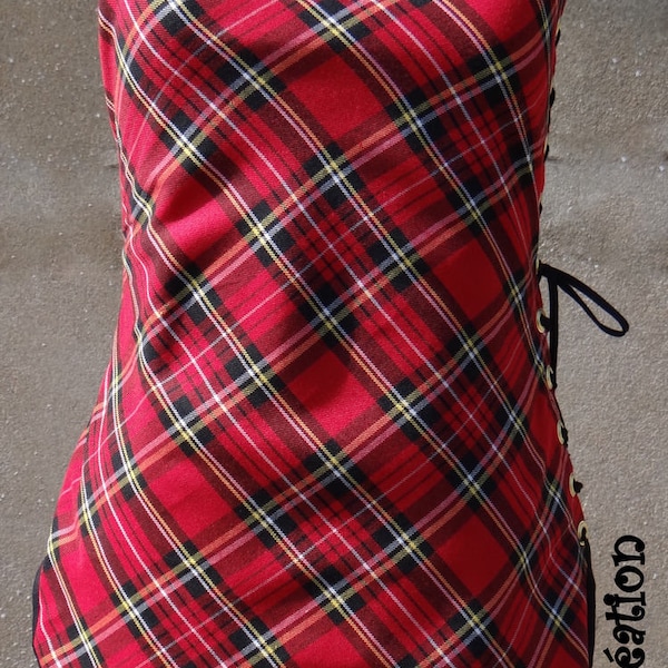 Robe, tunique en tartan écossais rouge, personnalisable.