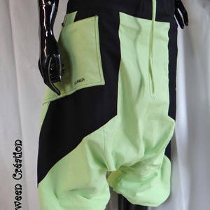 Sarouel court homme vert pomme et noir, taille personnalisable. image 2