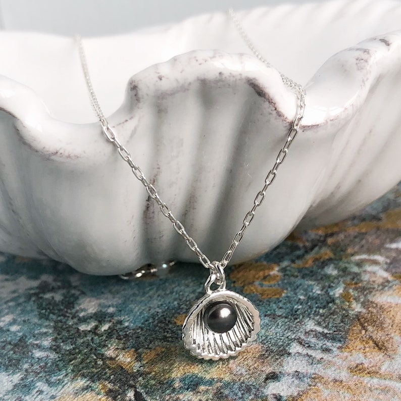 Clam Shell Necklace Pearl and Shell Necklace Peacock Pearl Etsy