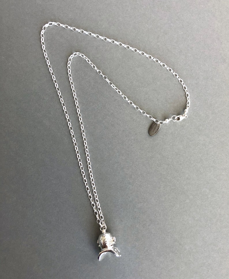 Diving Gifts for Her Silver Diving Helmet Pendant Siebe Gorman Diving Helmet Necklace Diving Helmet Necklace Deep Sea Diver Necklace