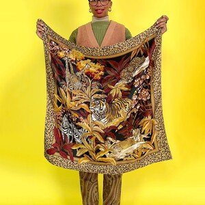 LARGE SQUARE SCARF JUNGLE LANGUAGE