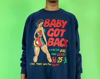 RARE 1990's Sir-Mix-A-Lot Crew Neck Sweatshirt 2XL Adult - Navy Blue Graphic Hip Hop Baby Got Back Pullover - Plus Size Vintage Streetwear