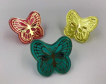 Butterfly RINGS 3 Pack Big Plastic Butterflies - Big Clear One Size Fit Vintage Accessory Trendy Plastic Costume Rings Spring Jewelry Lot
