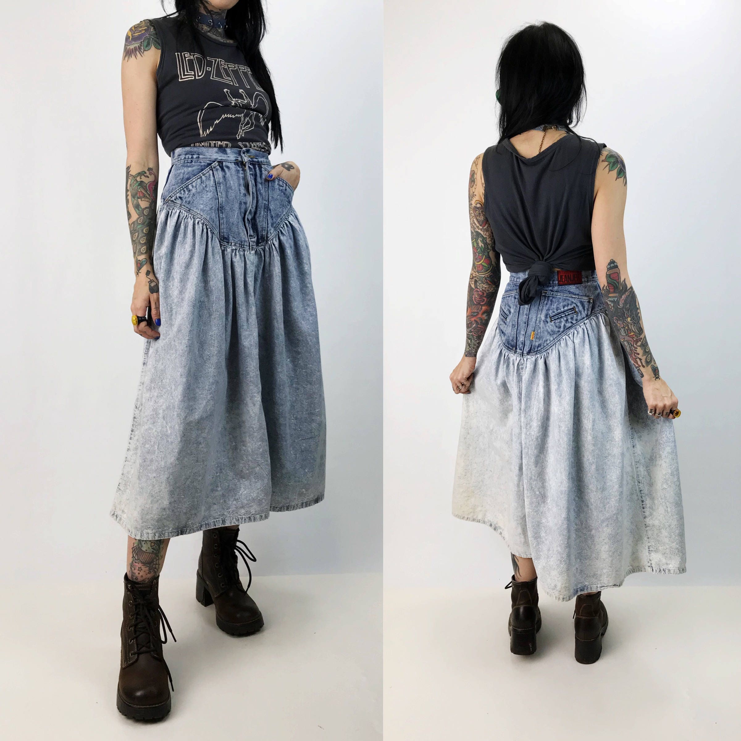 Midi jean skirt canada hotsell