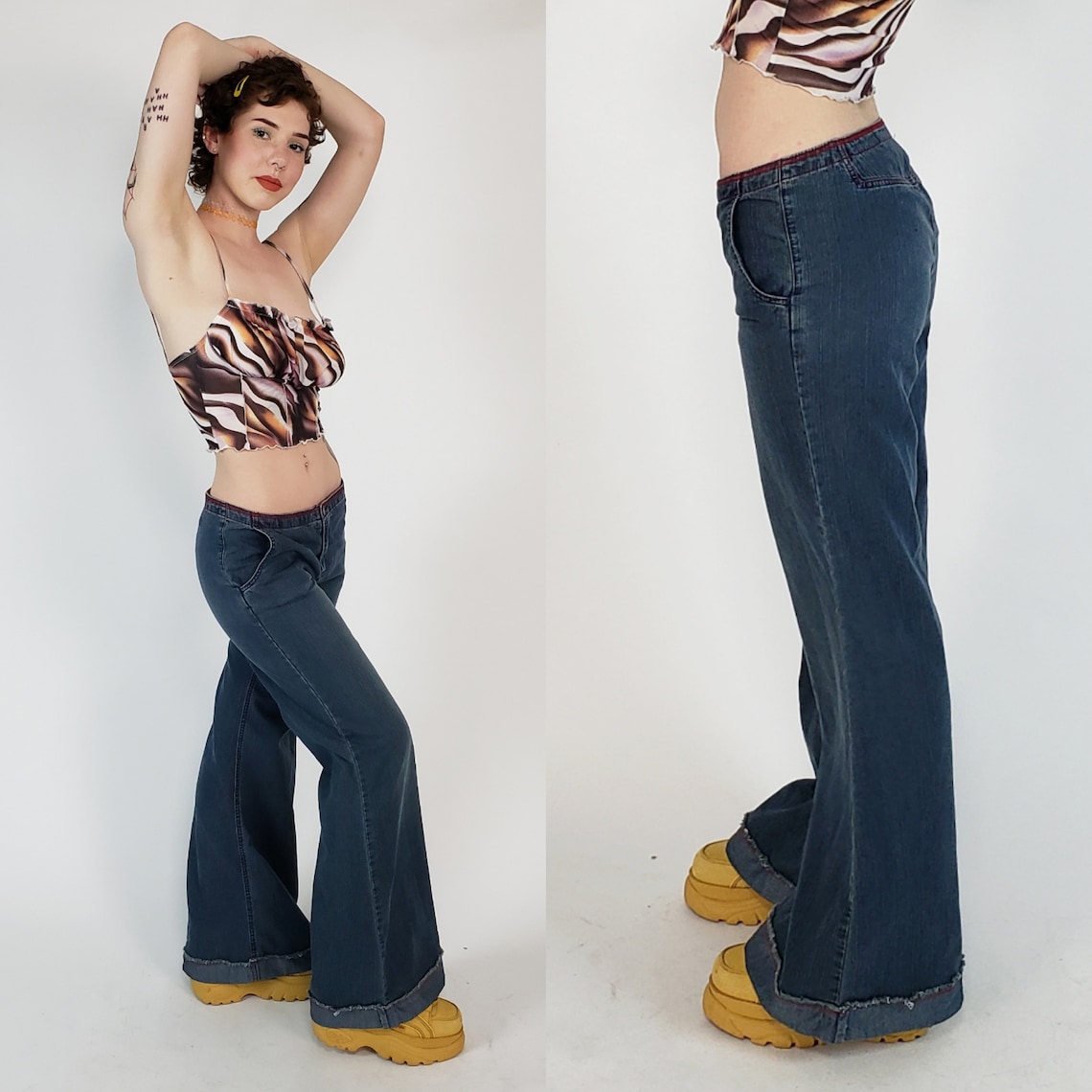 Y2K Vintage Low Rise Ultra Wide Leg Flare Jeans Size 7/8 Low Etsy