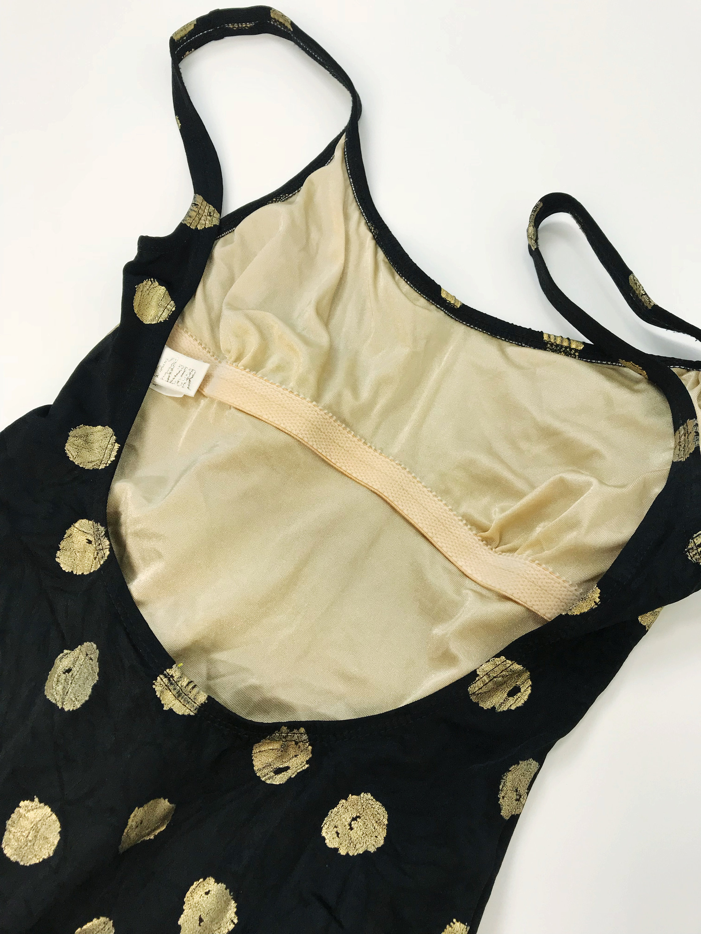 90's Polka Dot Black & Gold Swimsuit One Piece Low Back Small - One ...