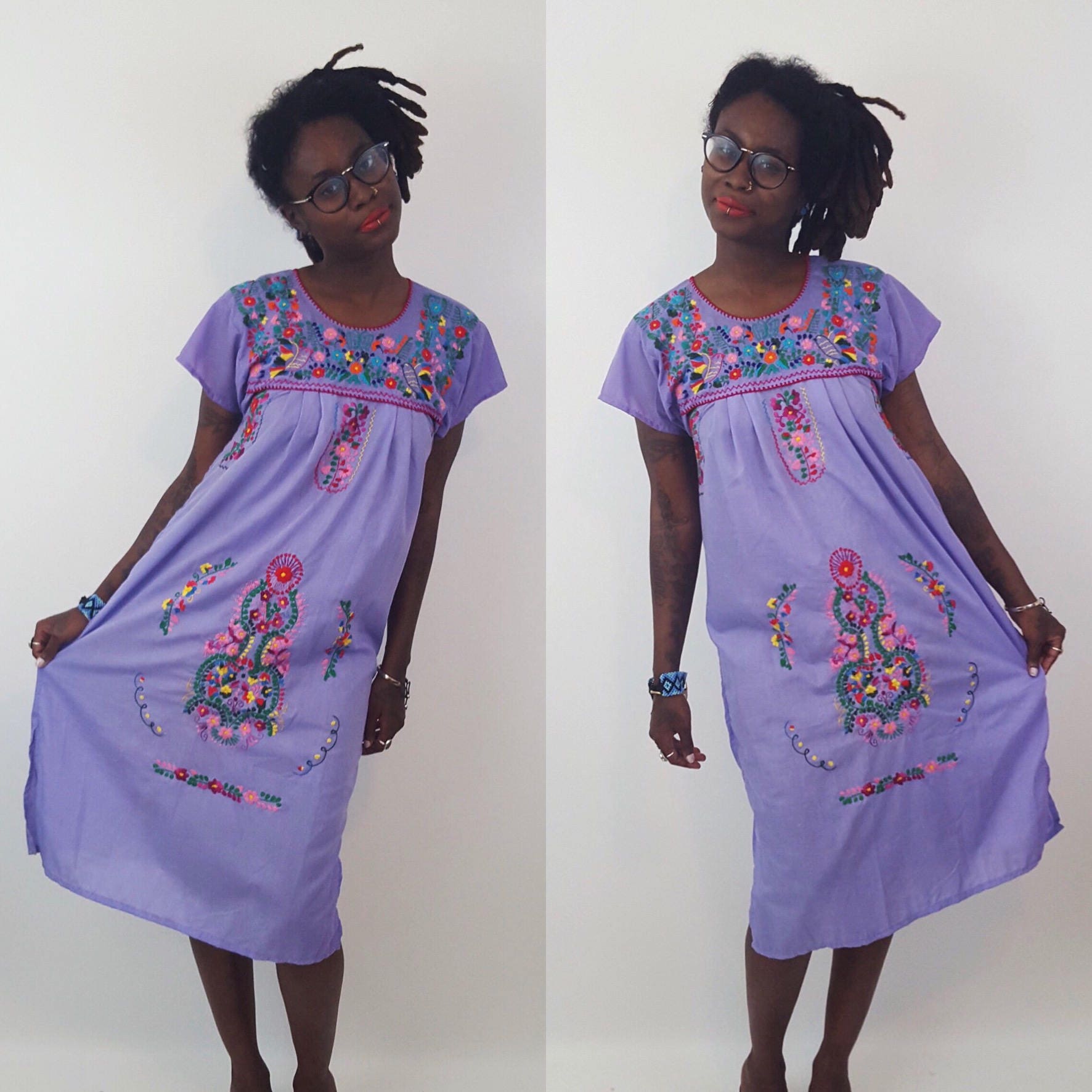 purple mexican peasant dress