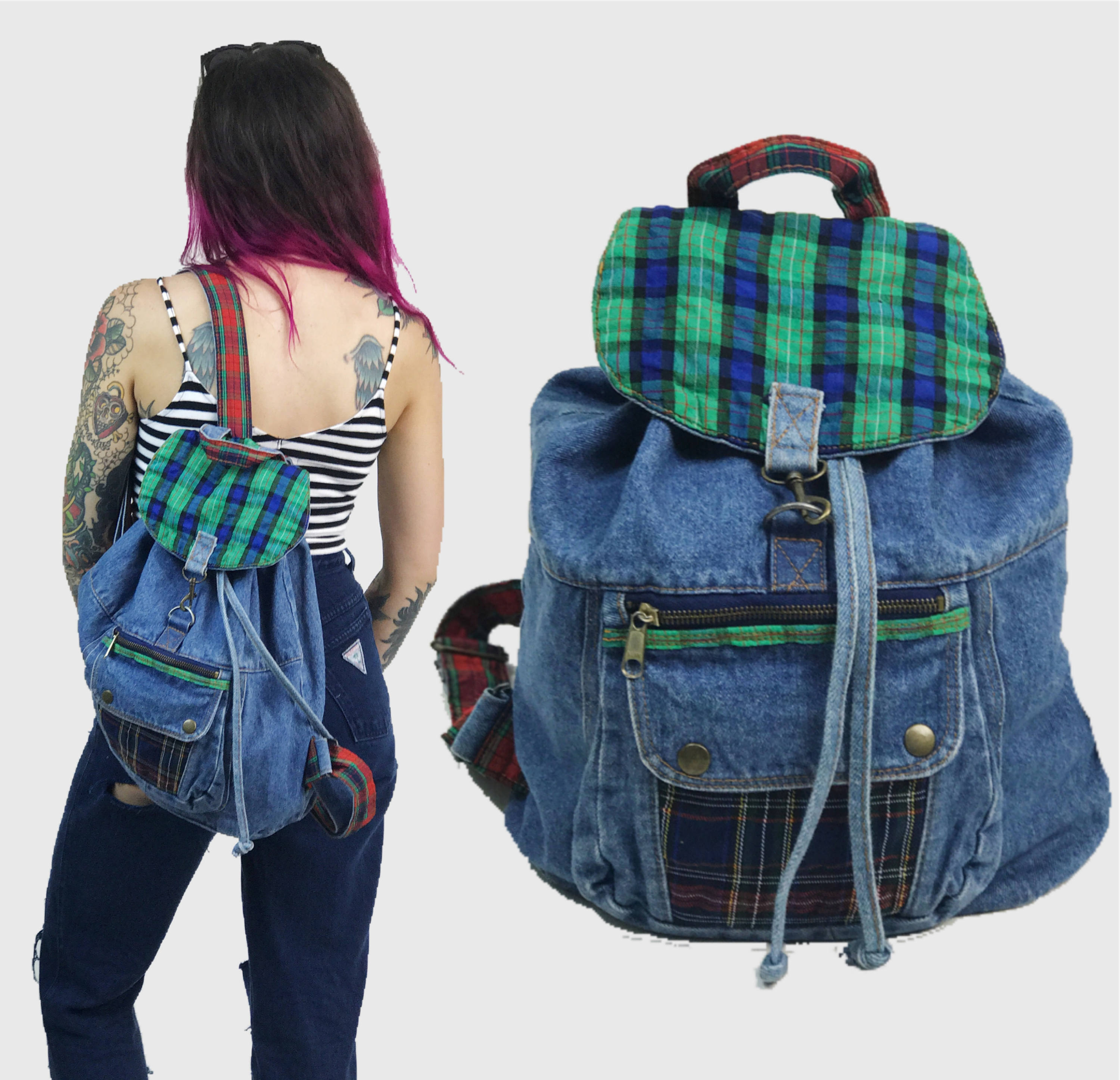 denim backpack purse