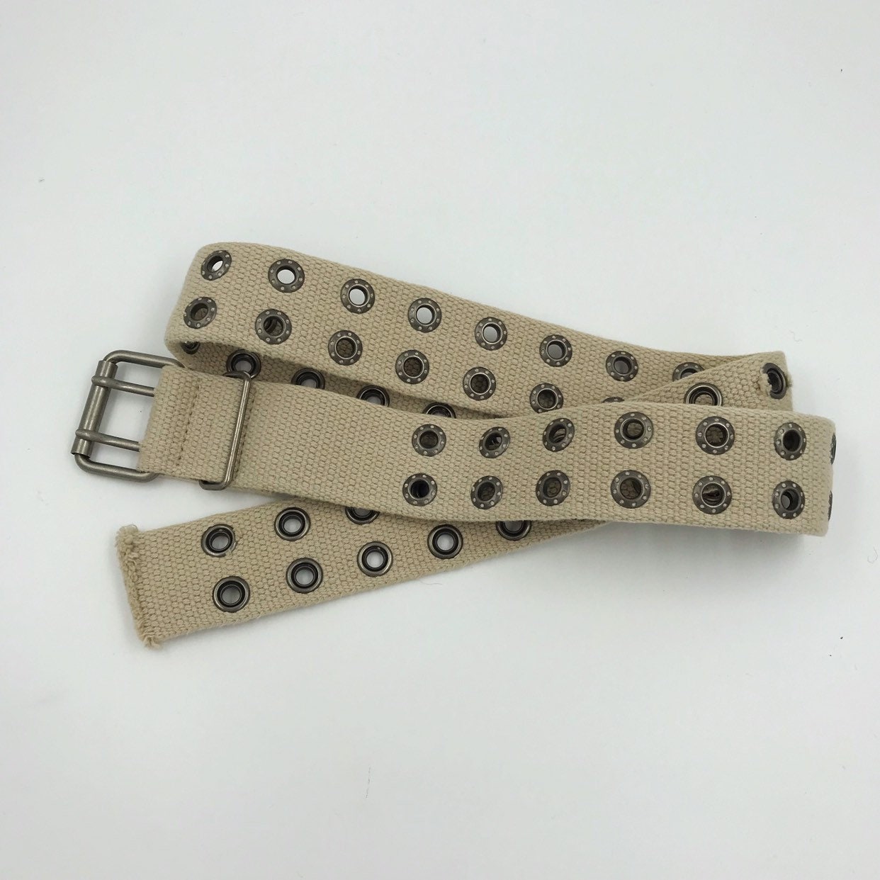 Cream Tan Grommet Belt - Light Brown 