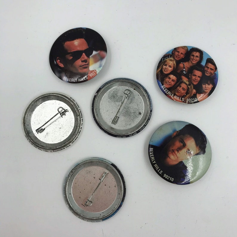 Vintage Beverly Hills 90210 6 Piece Pinback Button Set Teen Drama Nineties TV Soap Oprah Luke Perry Jason Priestley Shannon Dohertry image 3