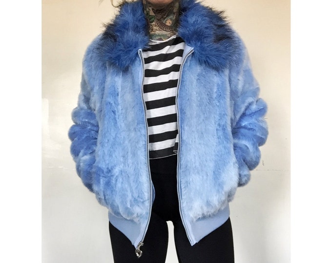 Baby Blue Shaggy Faux Fur Coat Light Blue Shag Furry Coat Etsy