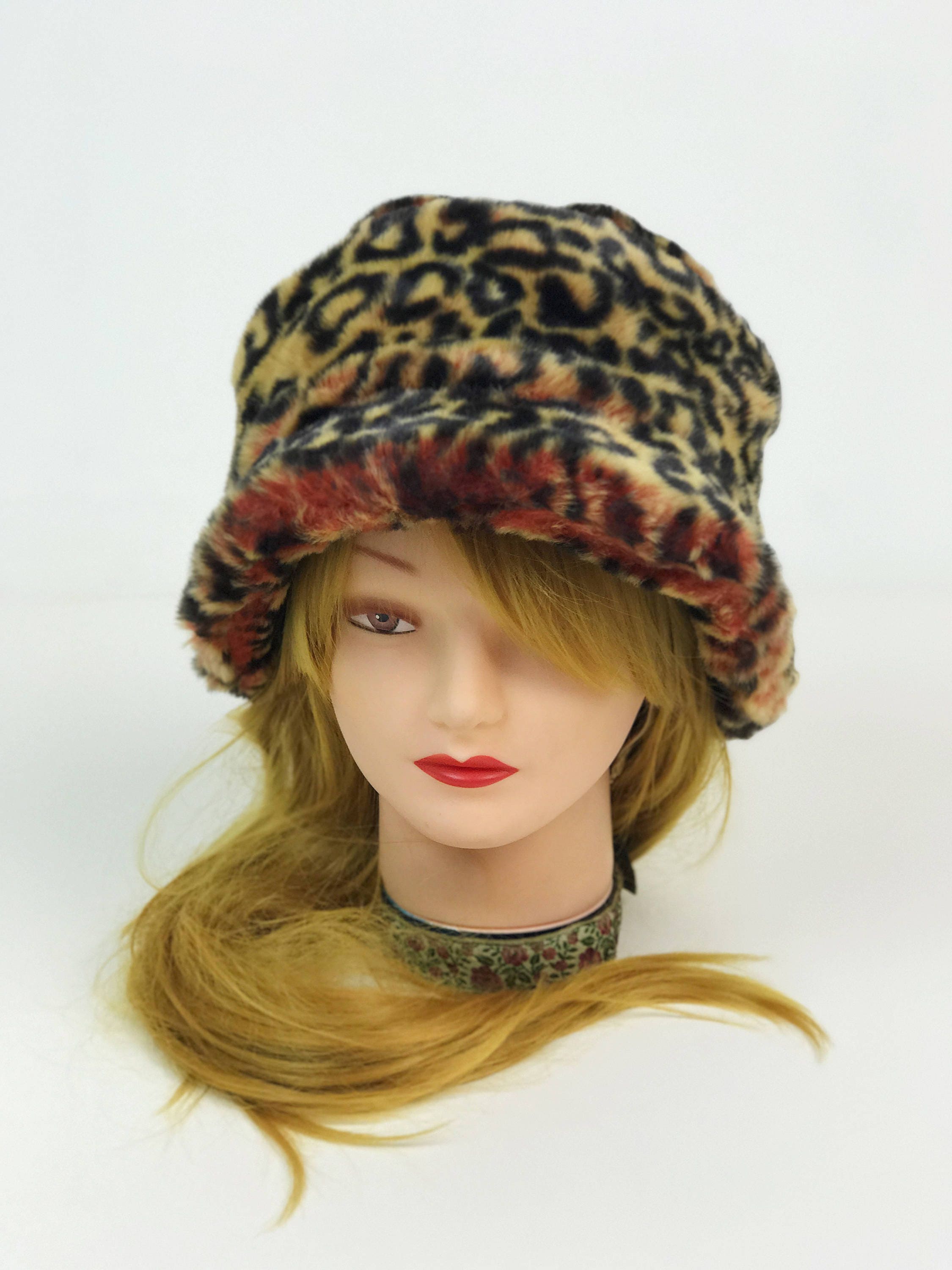 fuzzy cheetah bucket hat