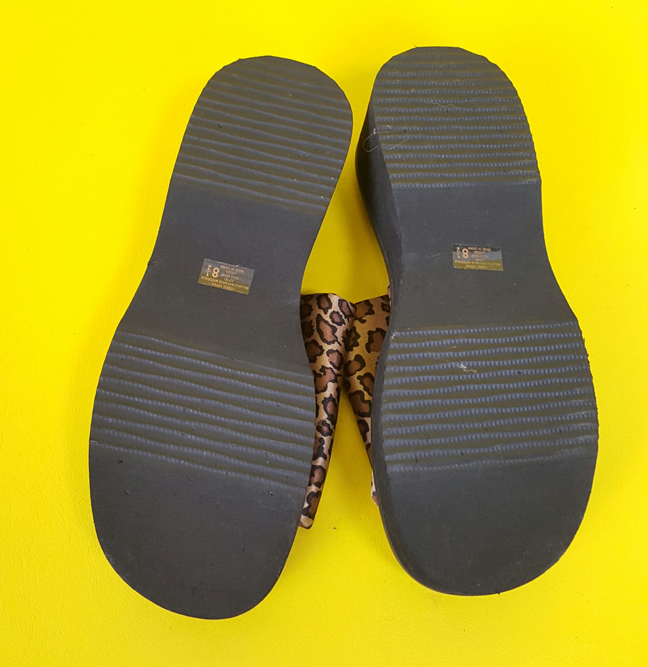 Vintage 90s Brown Black Leopard Print Chunky Heel Slide