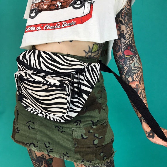Multi Blue 2 Way Print Fashion Crossbody Waist Belly Bag Festival Fanny Pack 90s Vintage