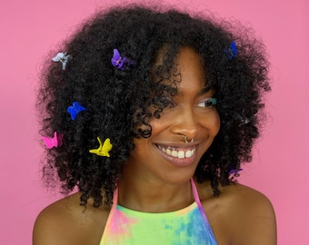 90s Y2K Rainbow Butterfly Hair clips (2 Packs) - Deadstock Plastic Colorful Mini Butterfly Claw Clips - Vintage Hair Accessory 12 Pack Lot