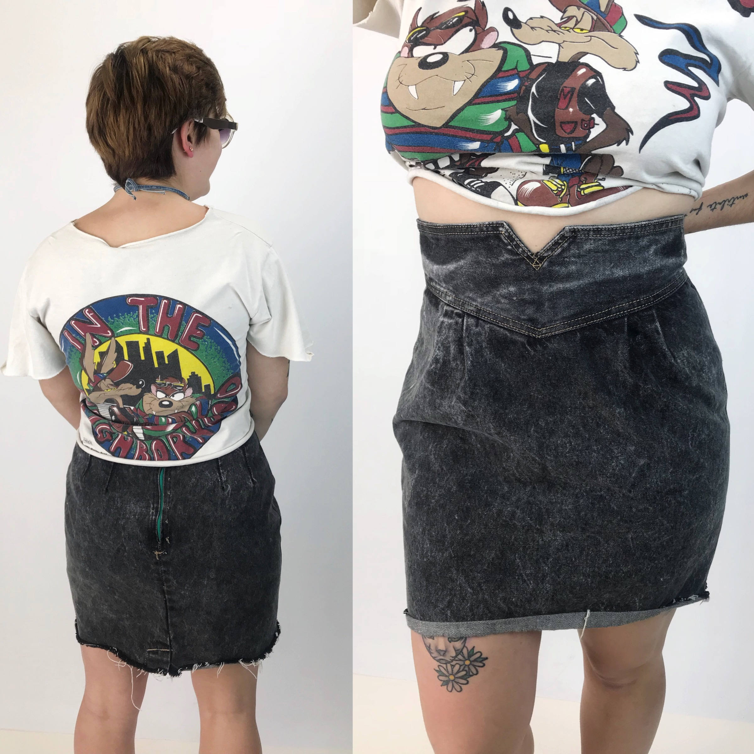 charcoal denim skirt