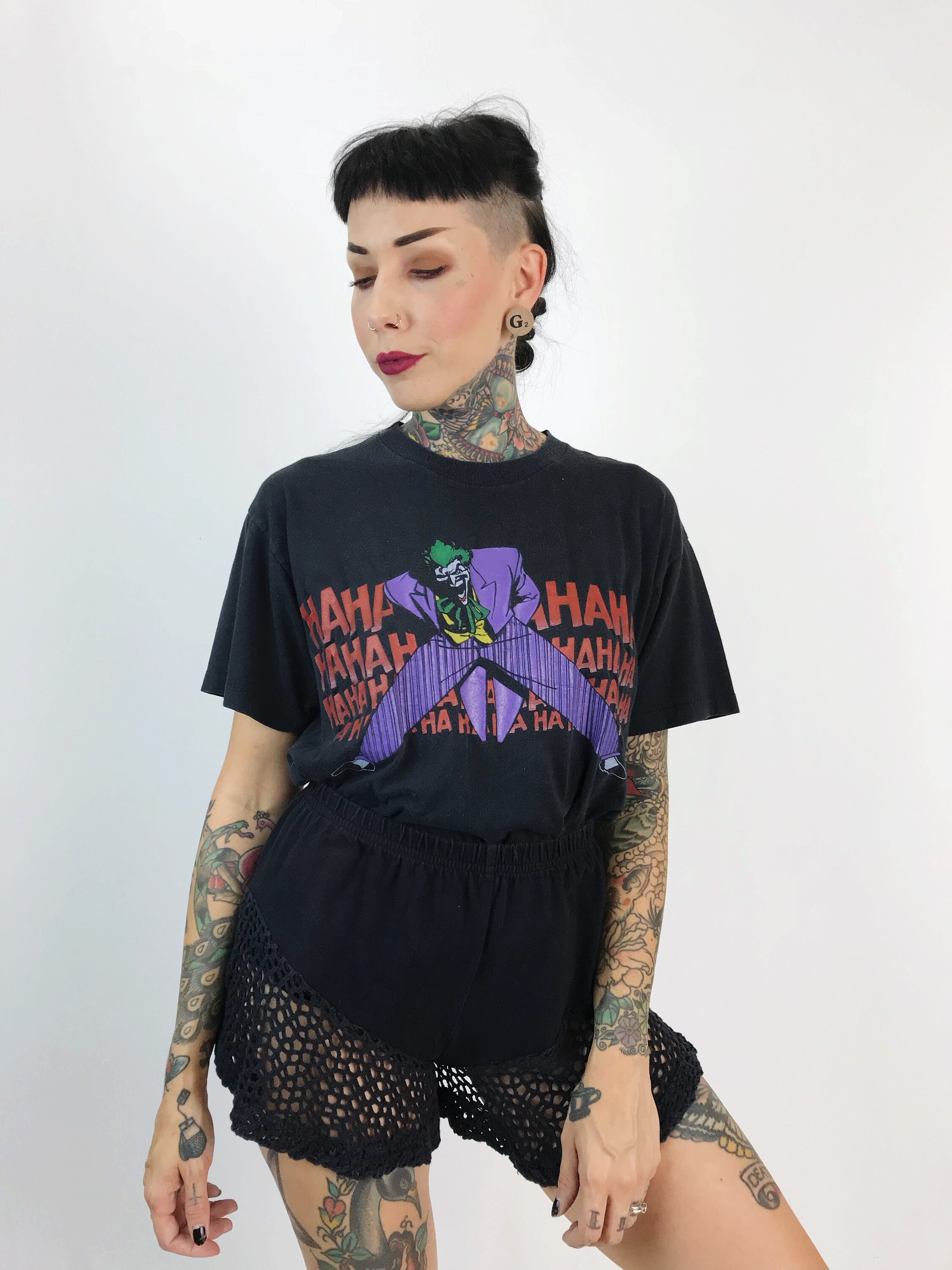 89' Batman JOKER Tee Shirt Medium Rare Vintage Thin Black DC Comics T