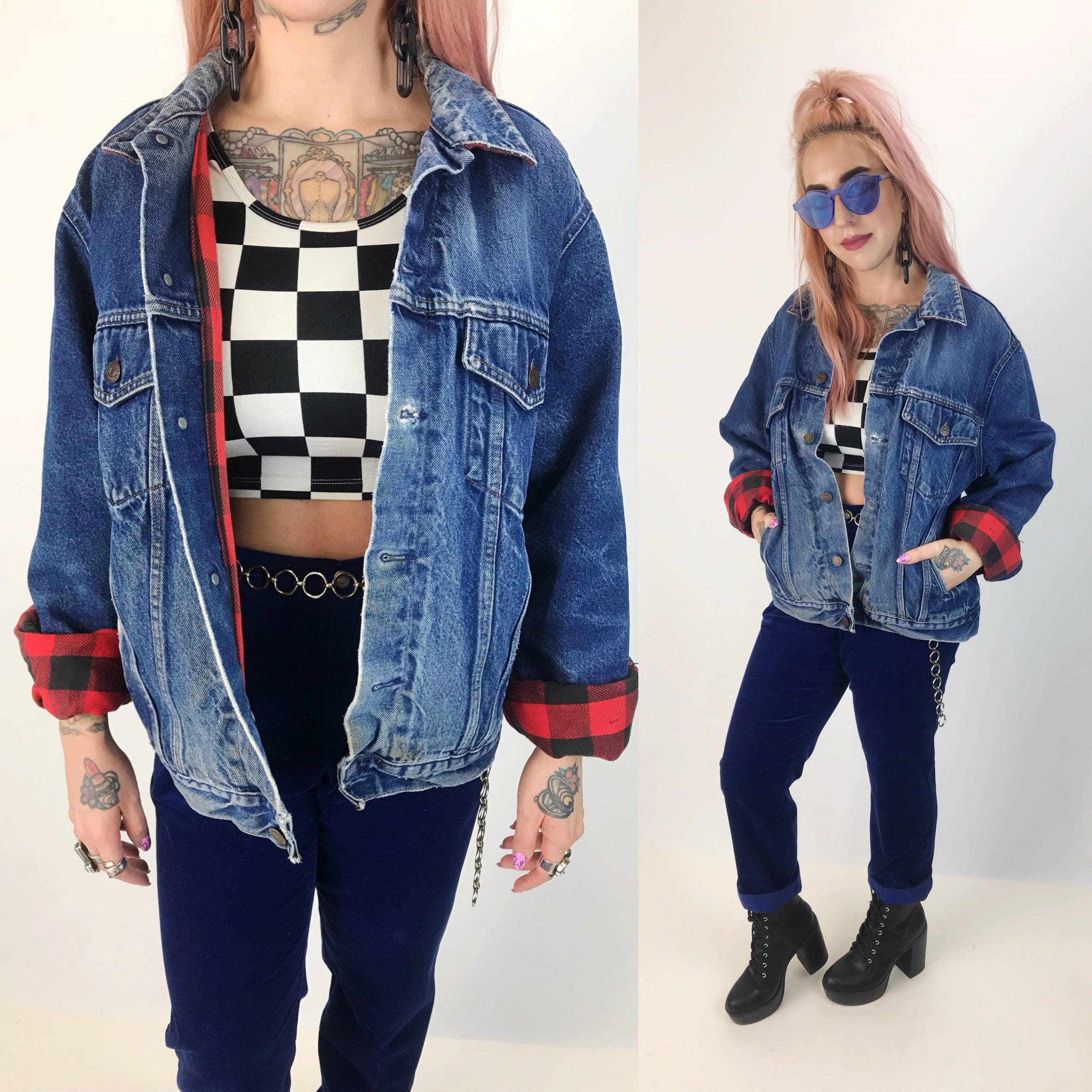 plaid jean jacket