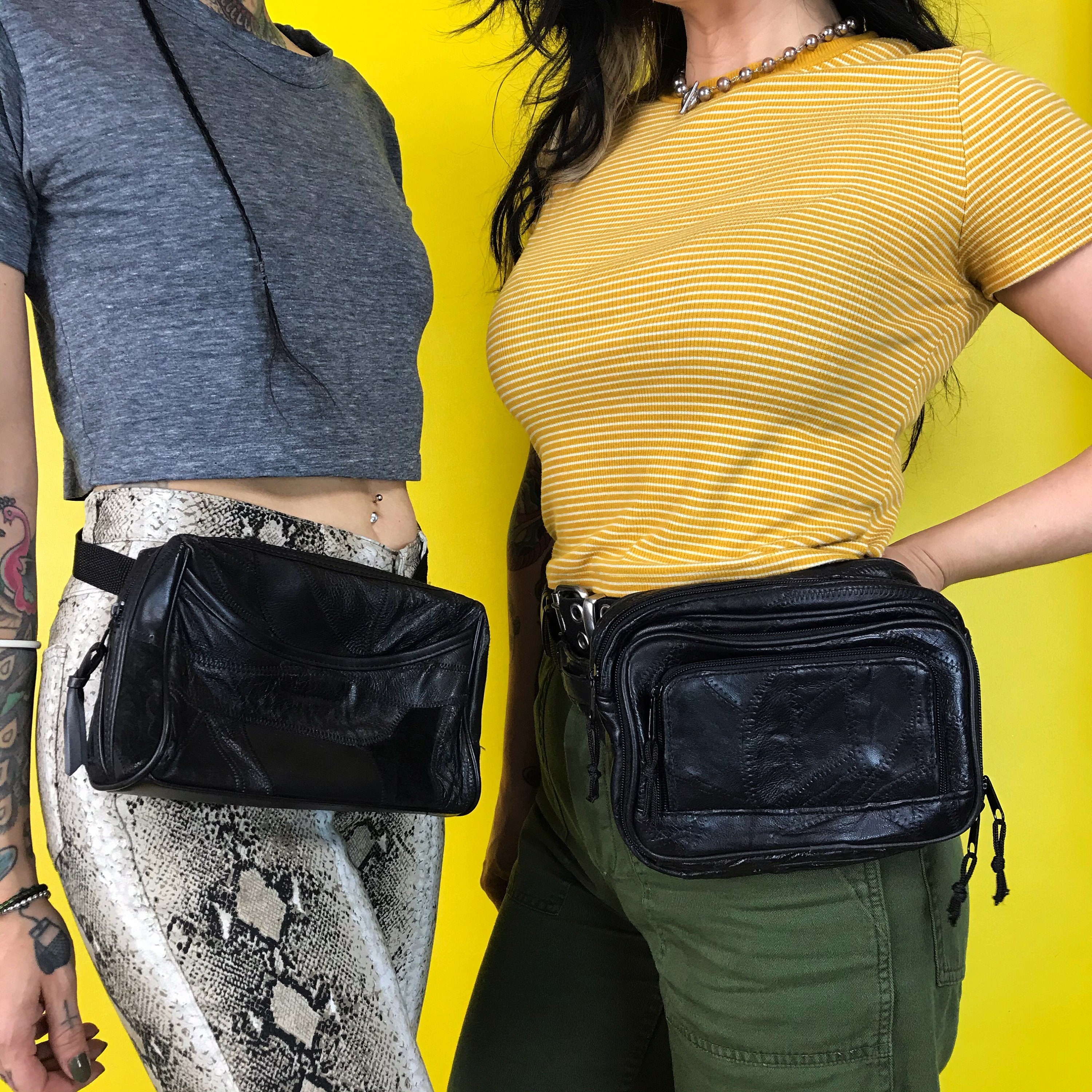 Black Leather Fanny Pack For Women IUCN Water