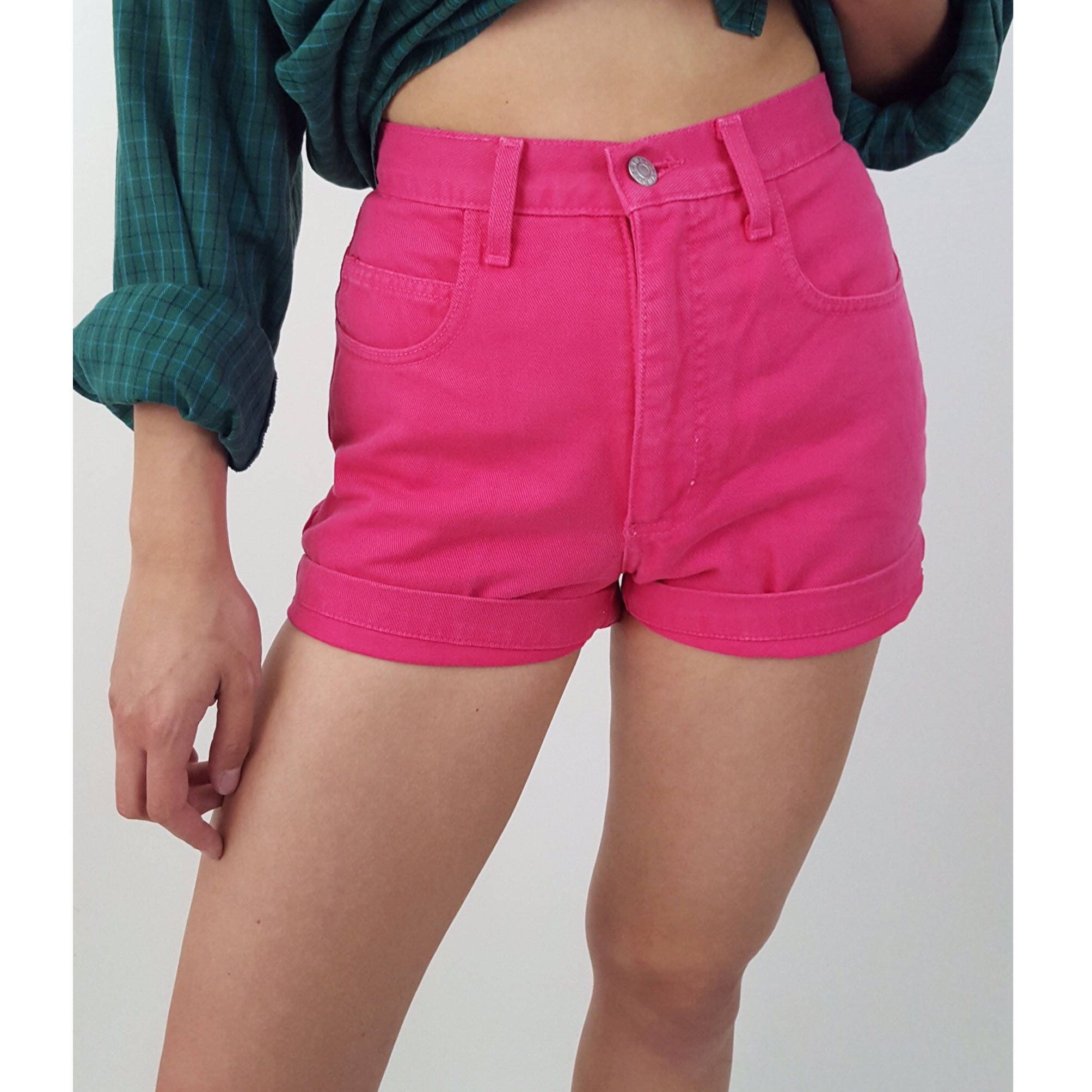 hot pink jean shorts