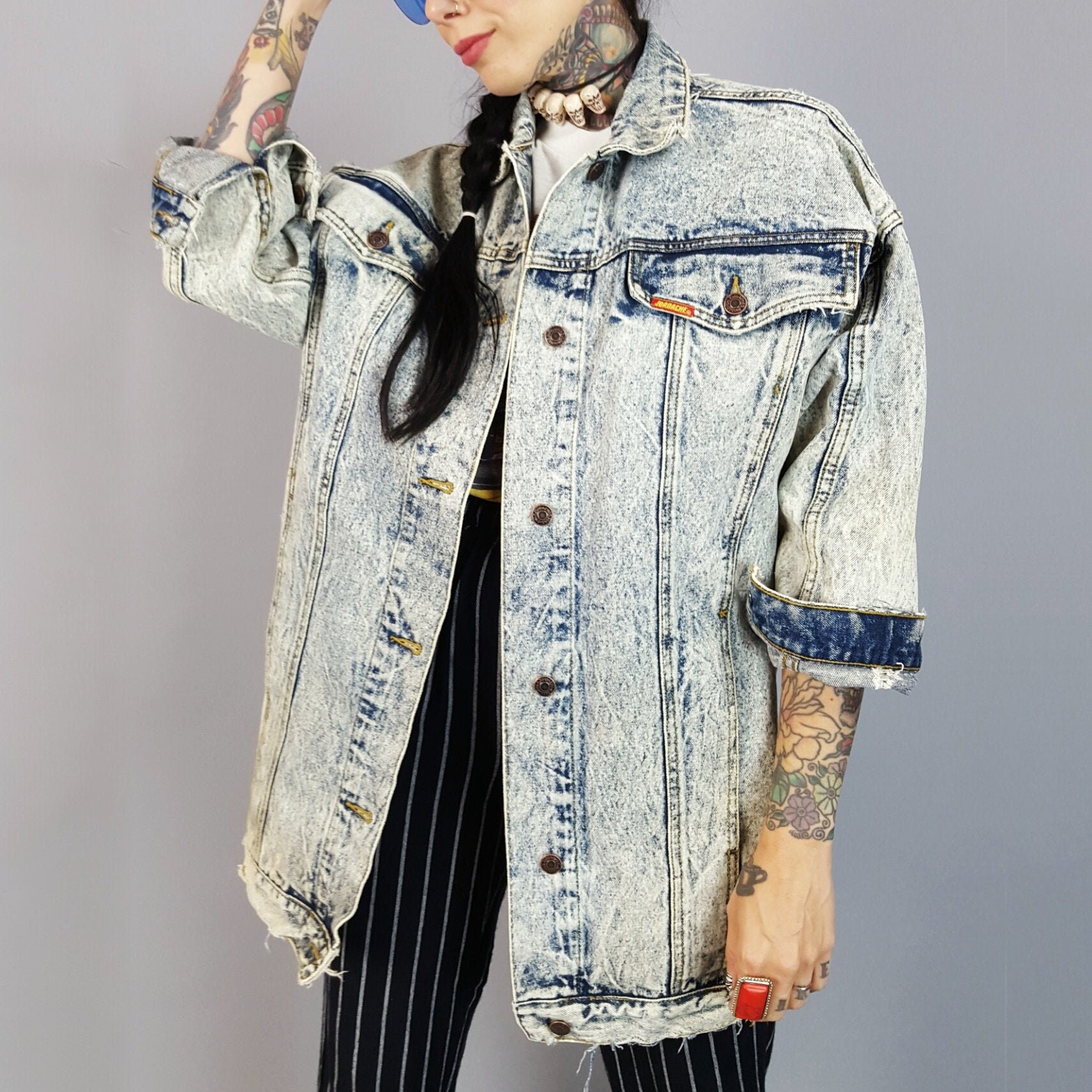 vintage long denim jacket