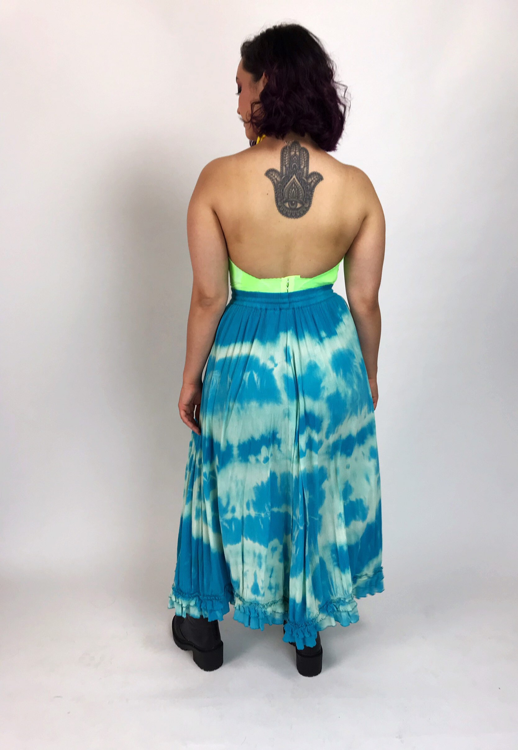 ruched tie dye skirt