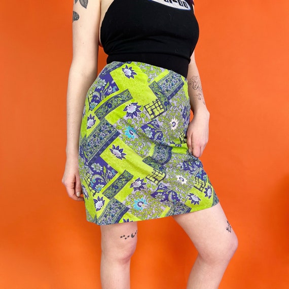 Y2K Mixed Prints Mini Skirt Mid-High Waist 32" - … - image 1