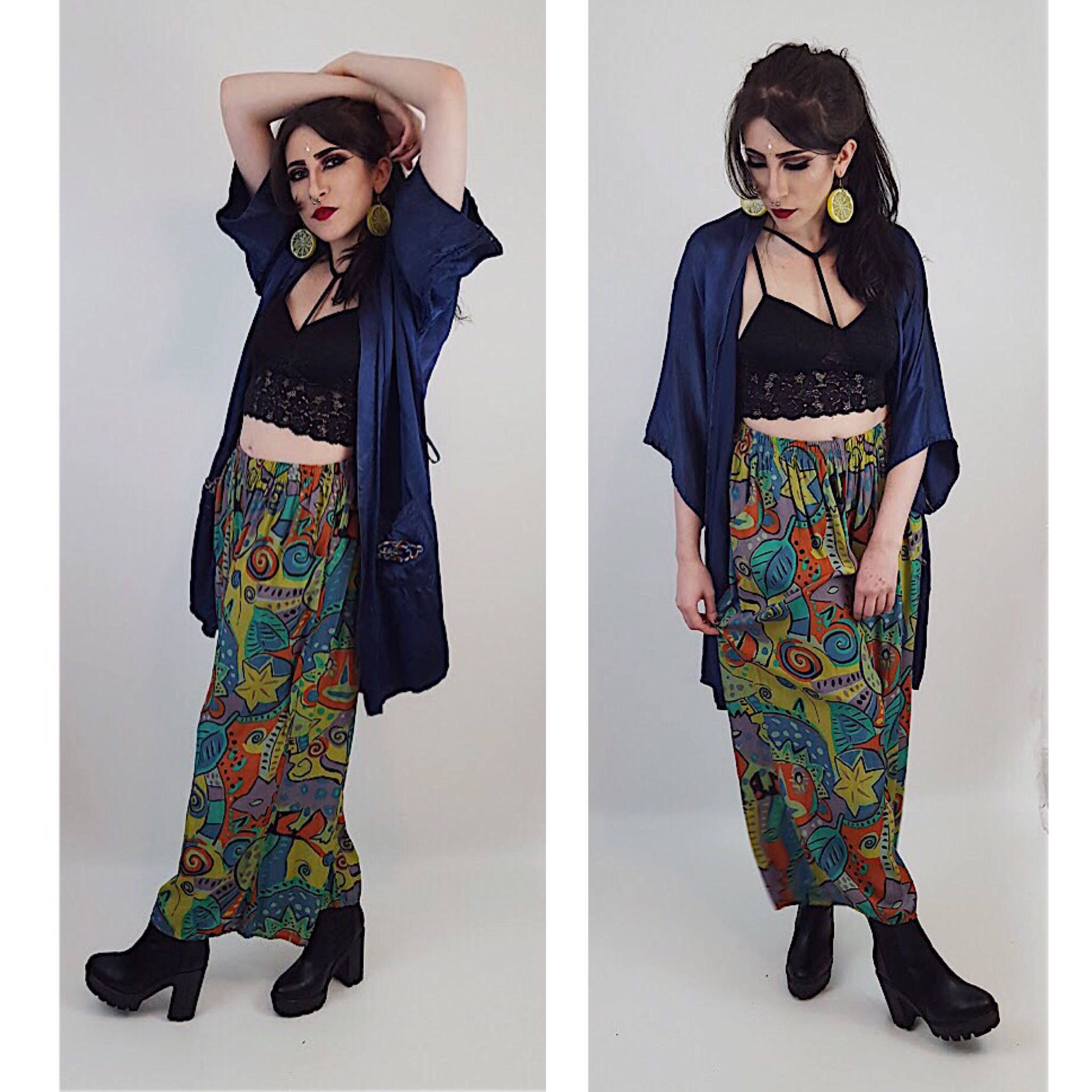 Download Dragon Embroidered Royal Navy Blue Satin Kimono ...