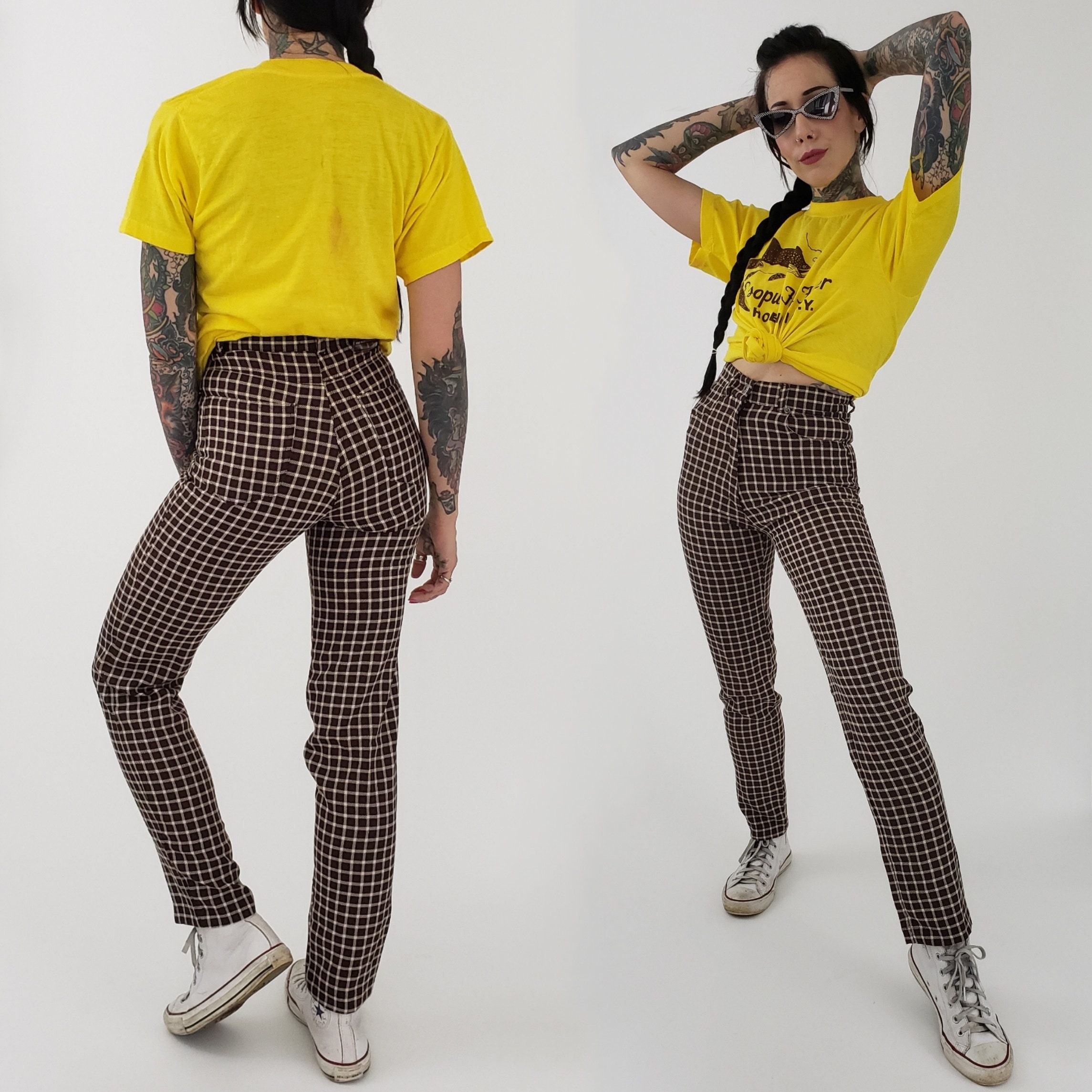 vintage plaid pants womens