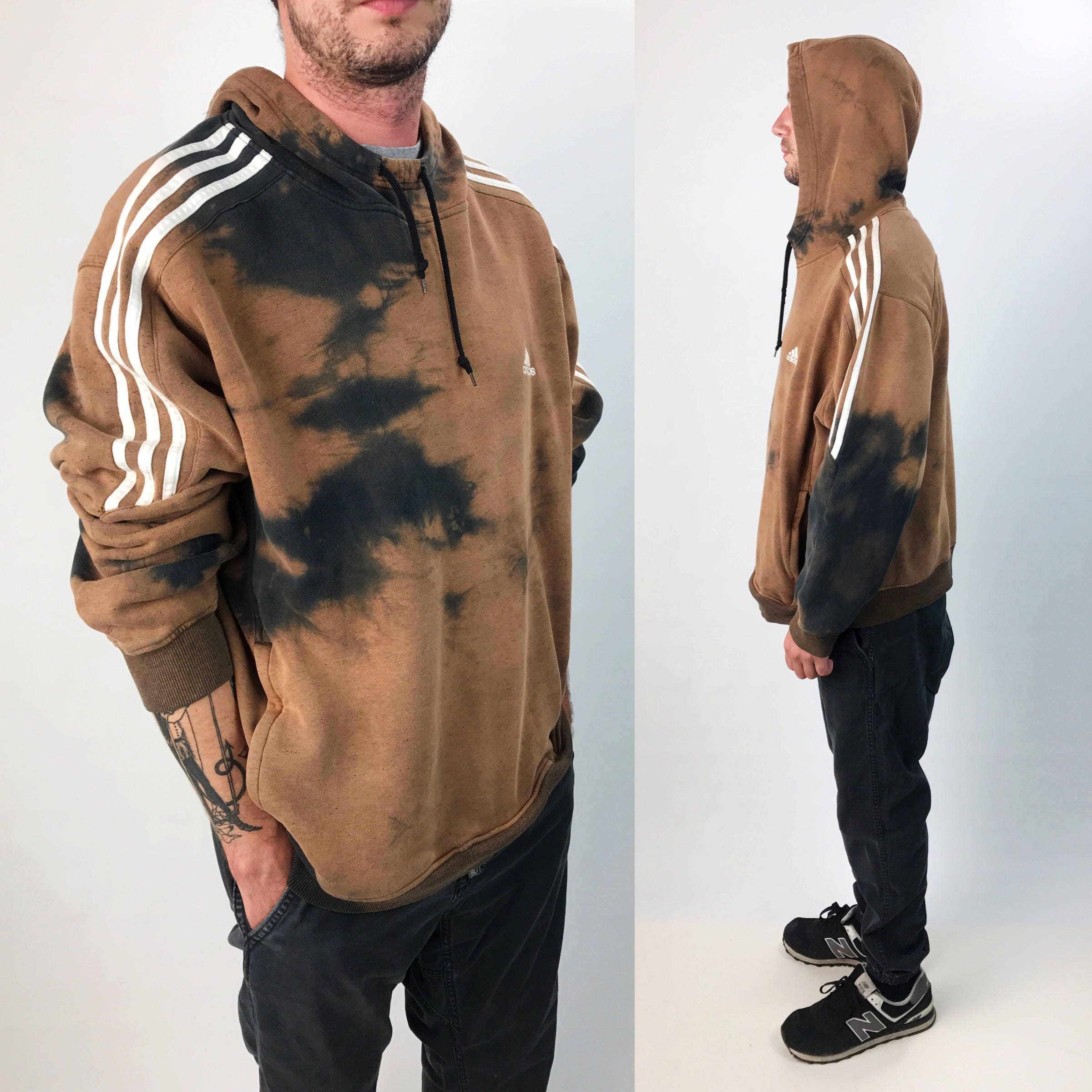 adidas striped sleeve hoodie