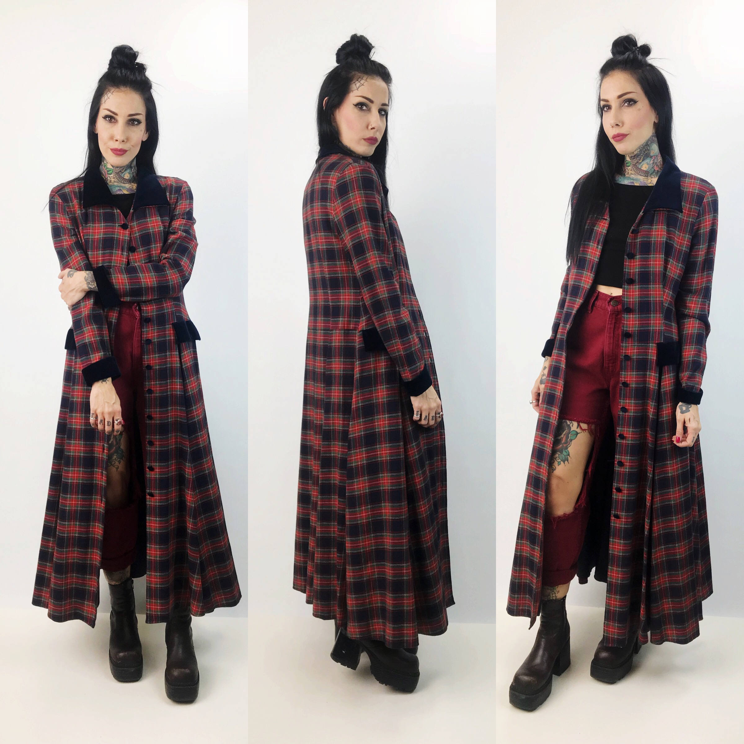 red plaid blazer dress