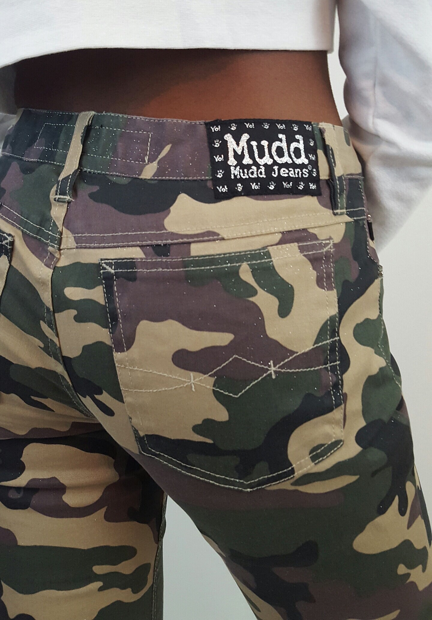 90s y2K Low Waist Camo Print Flared 