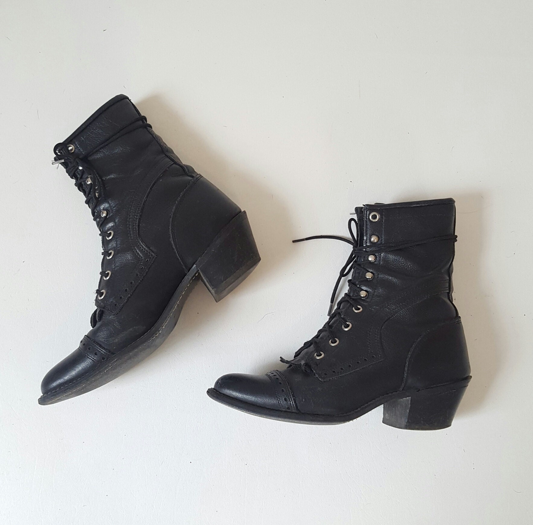 vintage black lace up boots