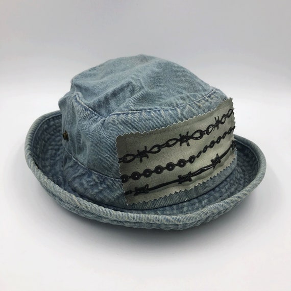 1990's Barbed Wire Denim Bucket Hat - Unisex Denim