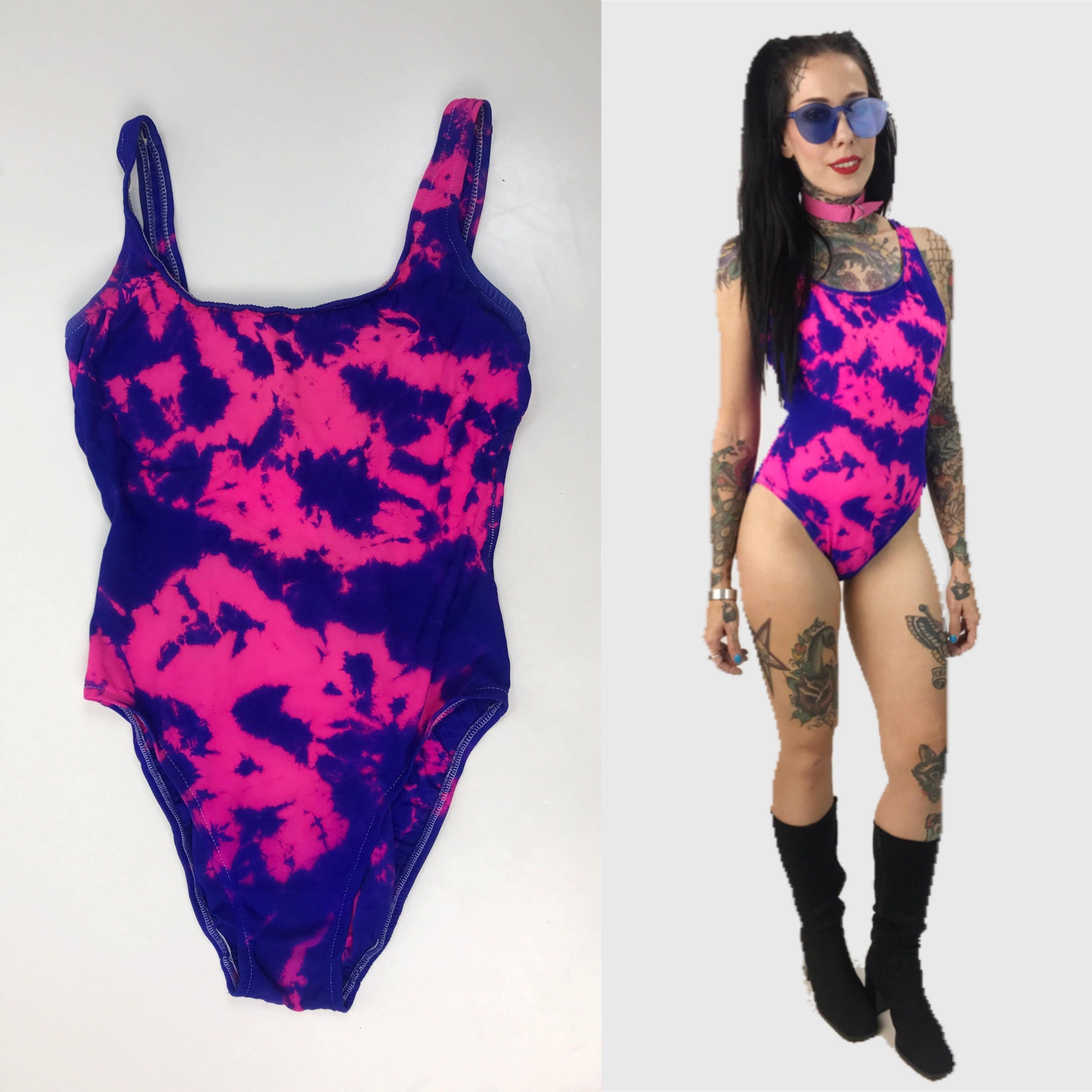 neon purple bathing suit