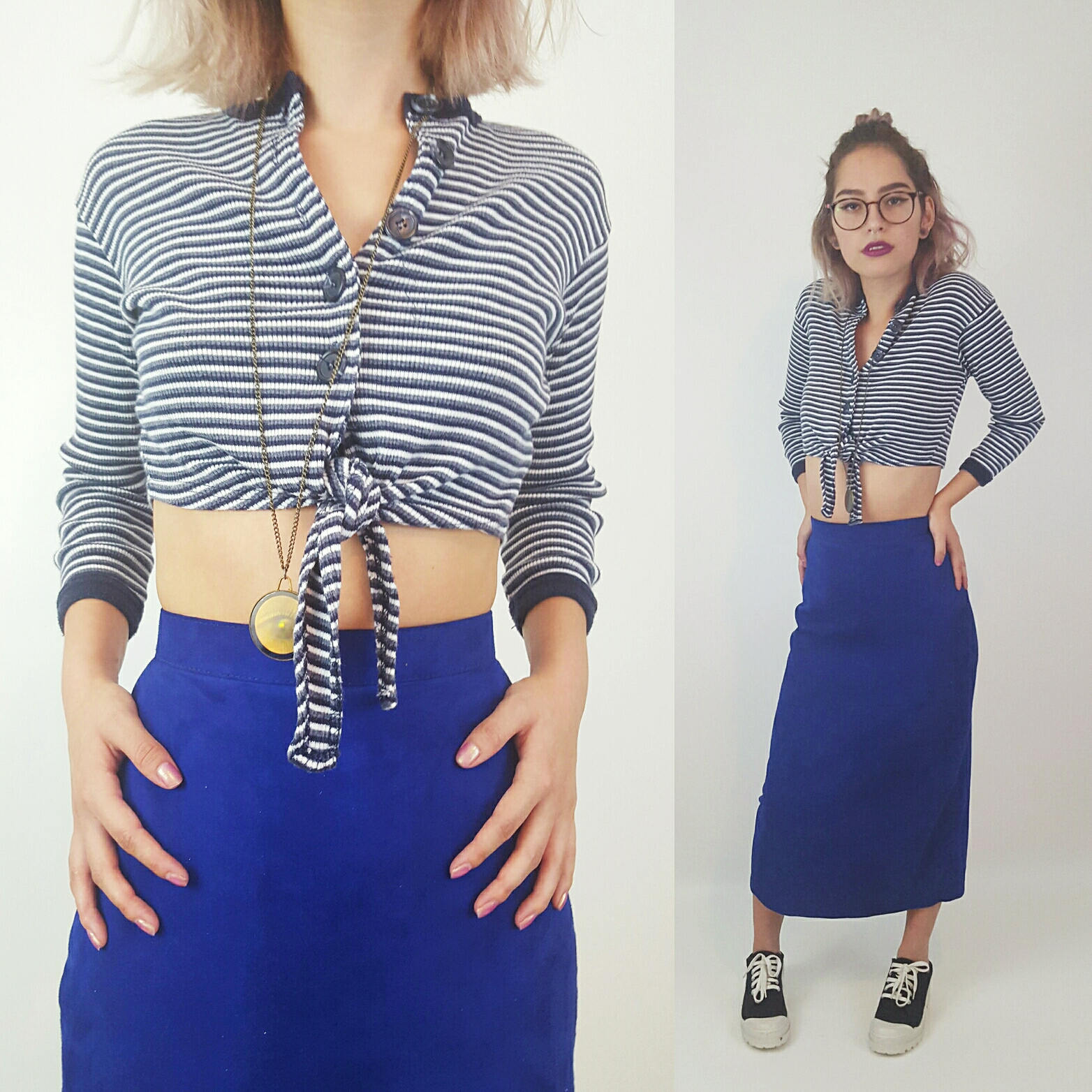 90s striped shirt outfit