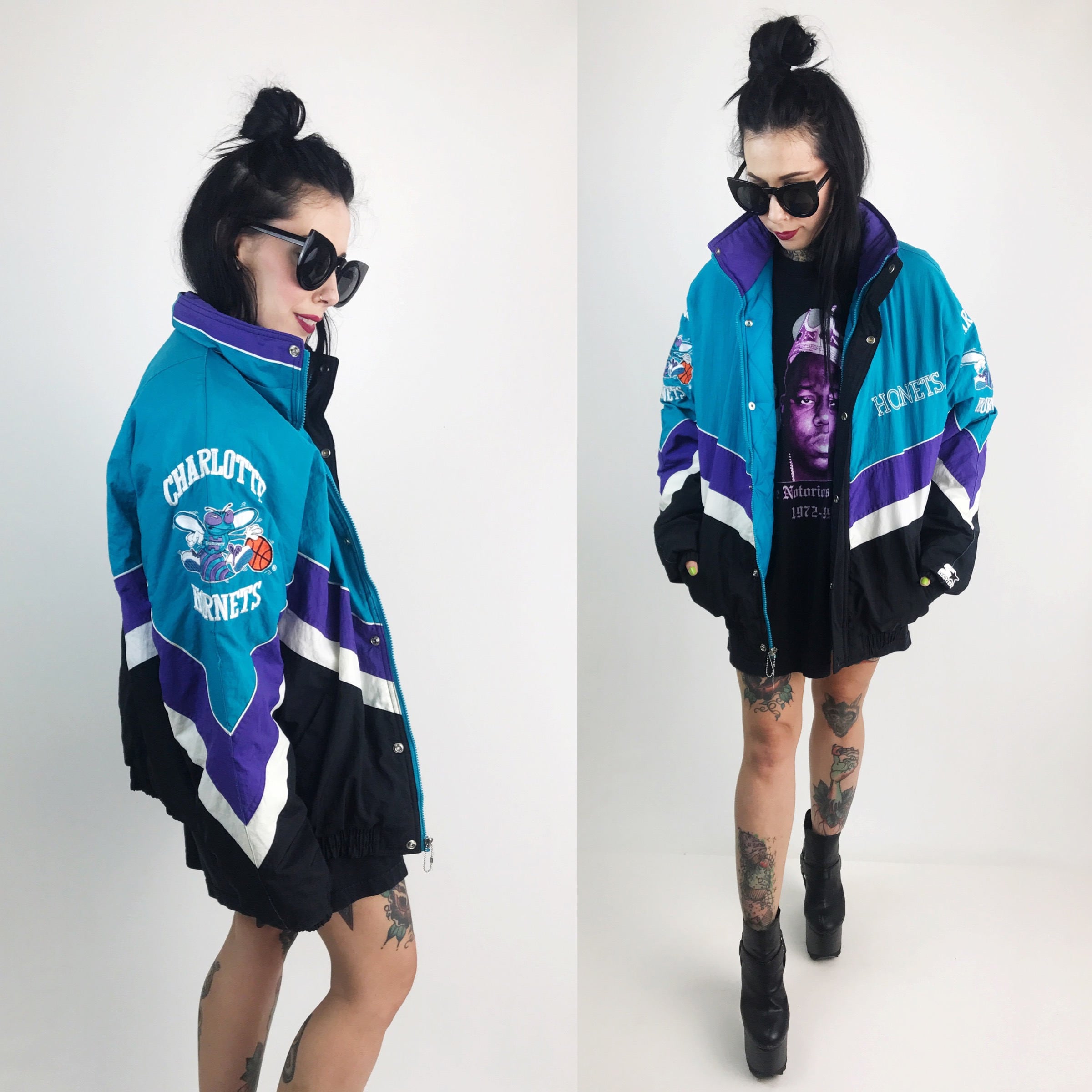 90s hornets starter jacket