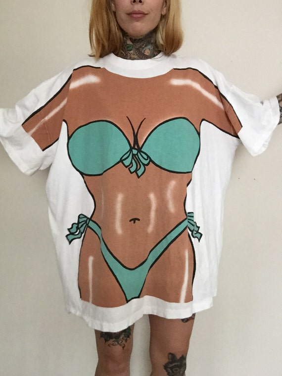 90's Sexy Body Beach Cover up - Funny Beach Body Shirt Cover up - Cartoon  Beach Shirt - Bikini Tee Large - Double Sided Body Shirt - Etsy