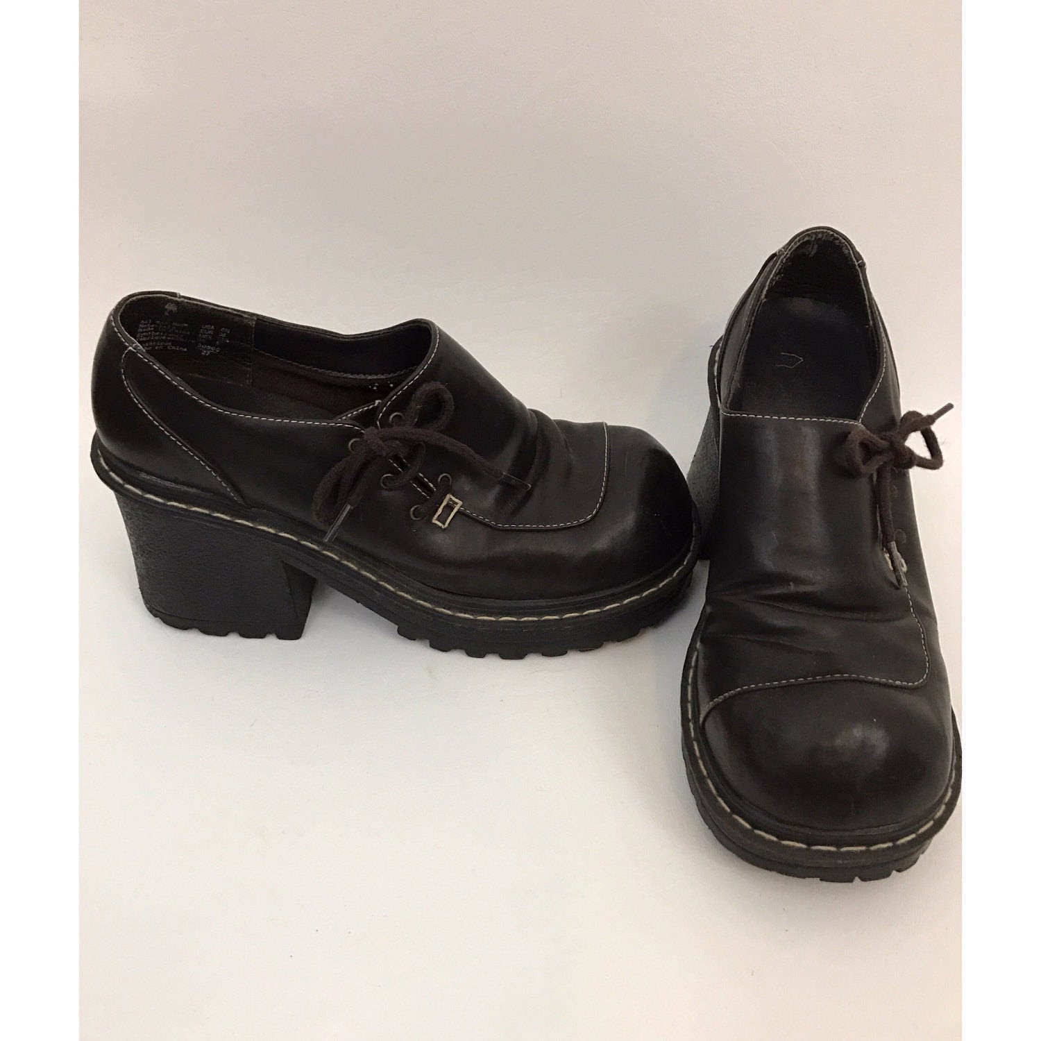 Brown Chunky Heel Platforms 