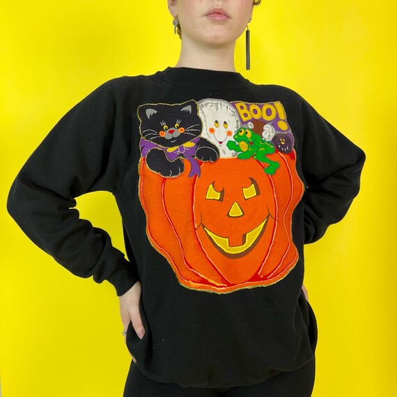 80s/90s Puffy Paint Halloween Pullover Womens Medium Vintage Etsy