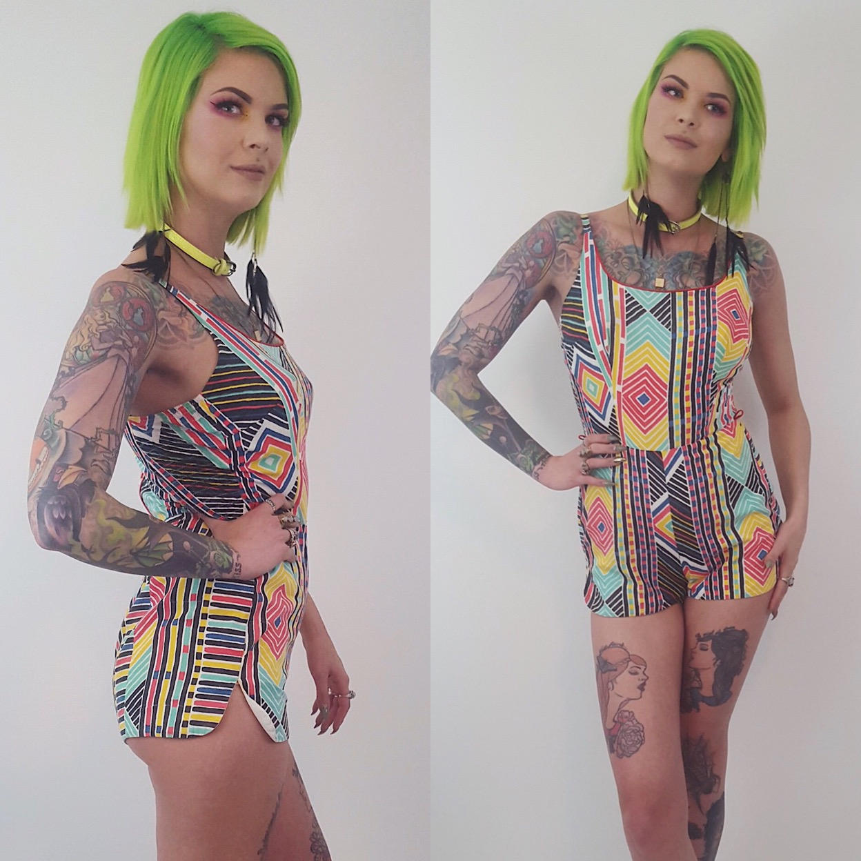 womens rainbow romper