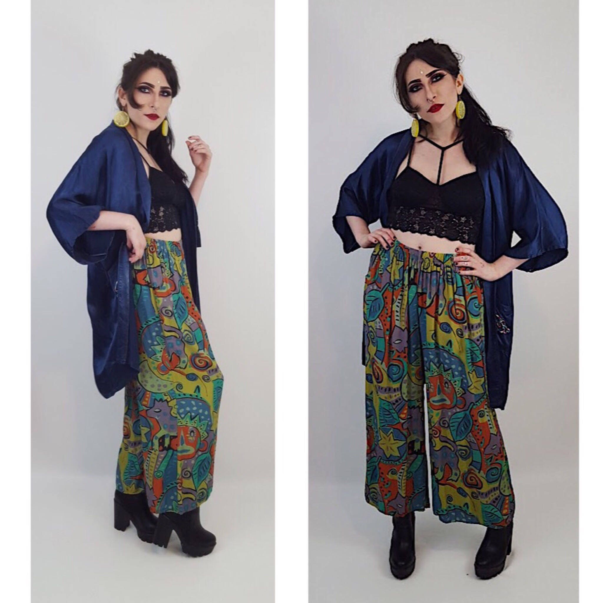 Download Dragon Embroidered Royal Navy Blue Satin Kimono ...