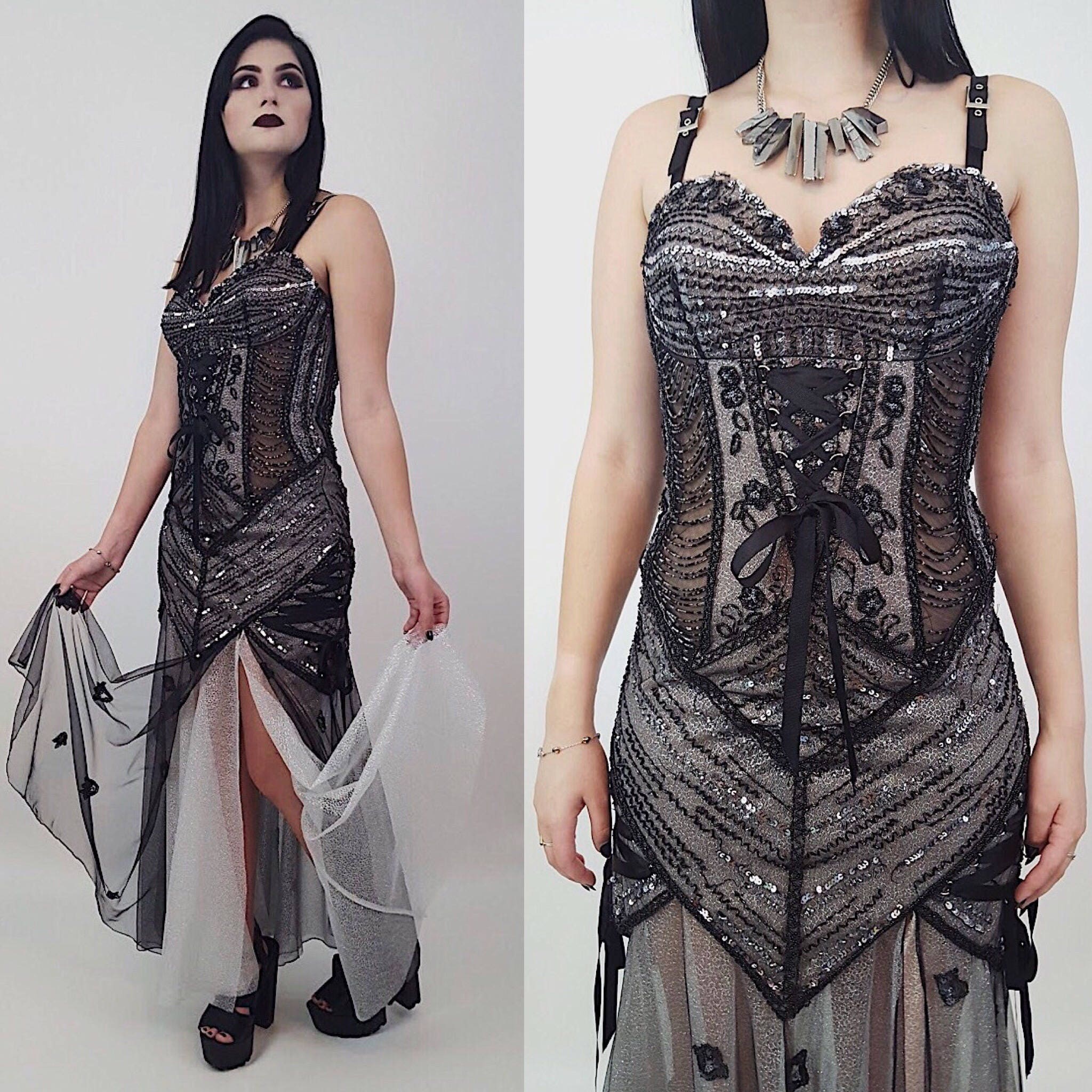 Black Sheer Bottom Prom Dresses