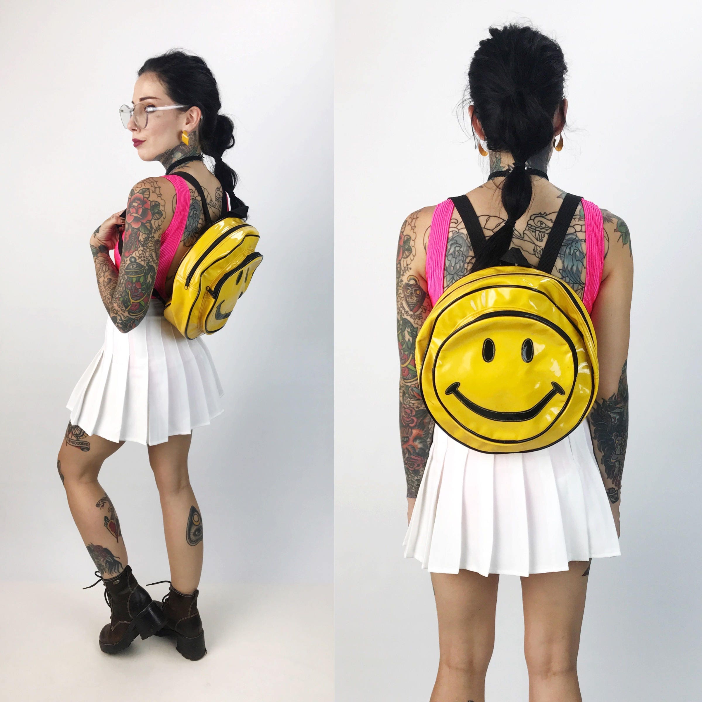 smiley face backpack 90s