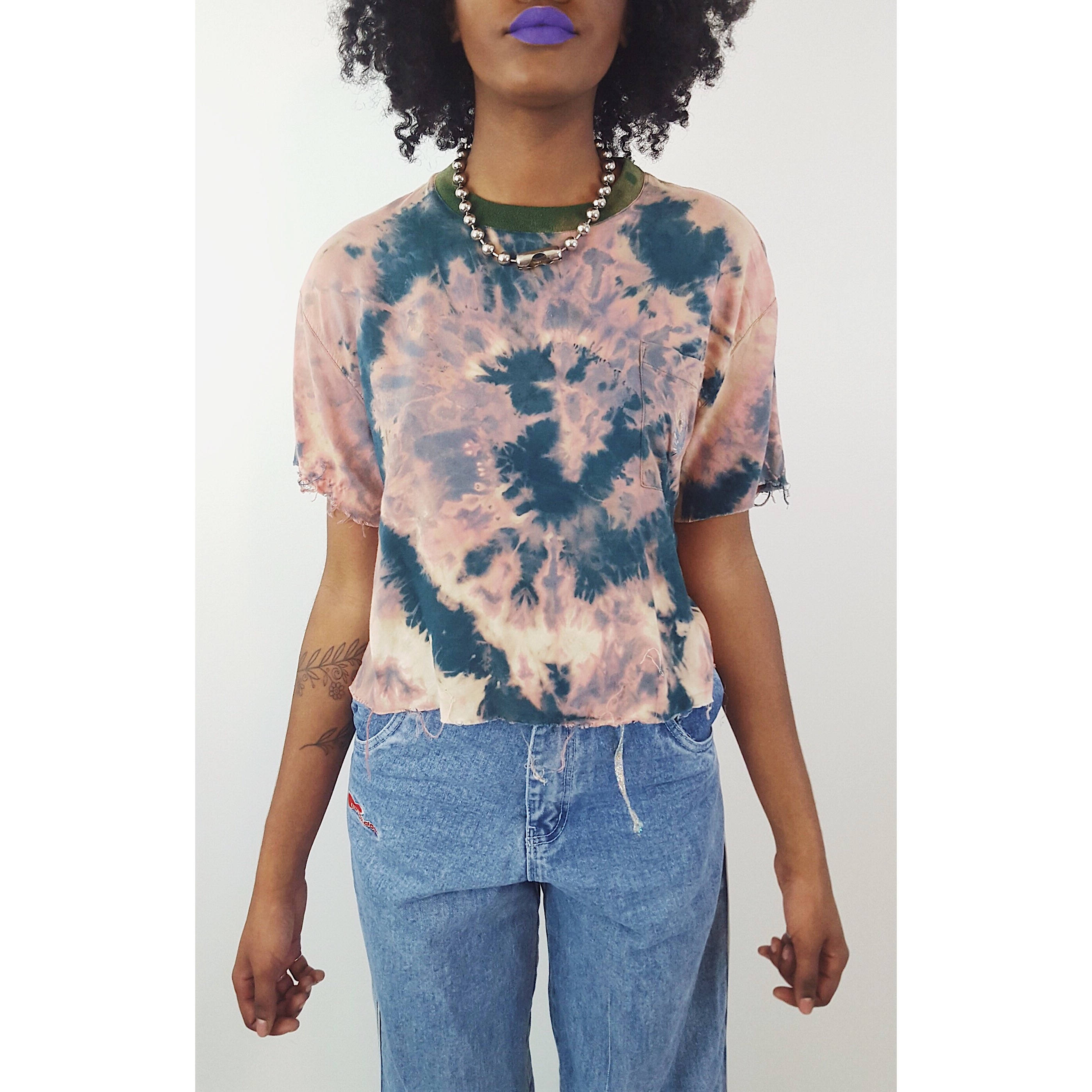 bleach tie dye pink shirt