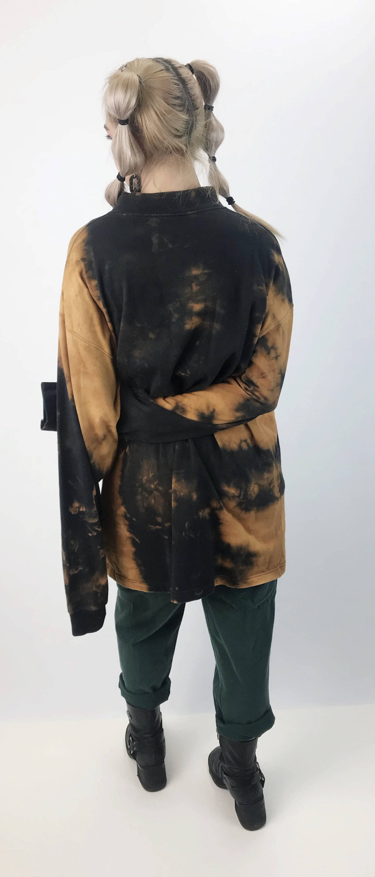 Download Adidas Mock Neck Black Tie Dye Bleached Long Sleeve Shirt ...