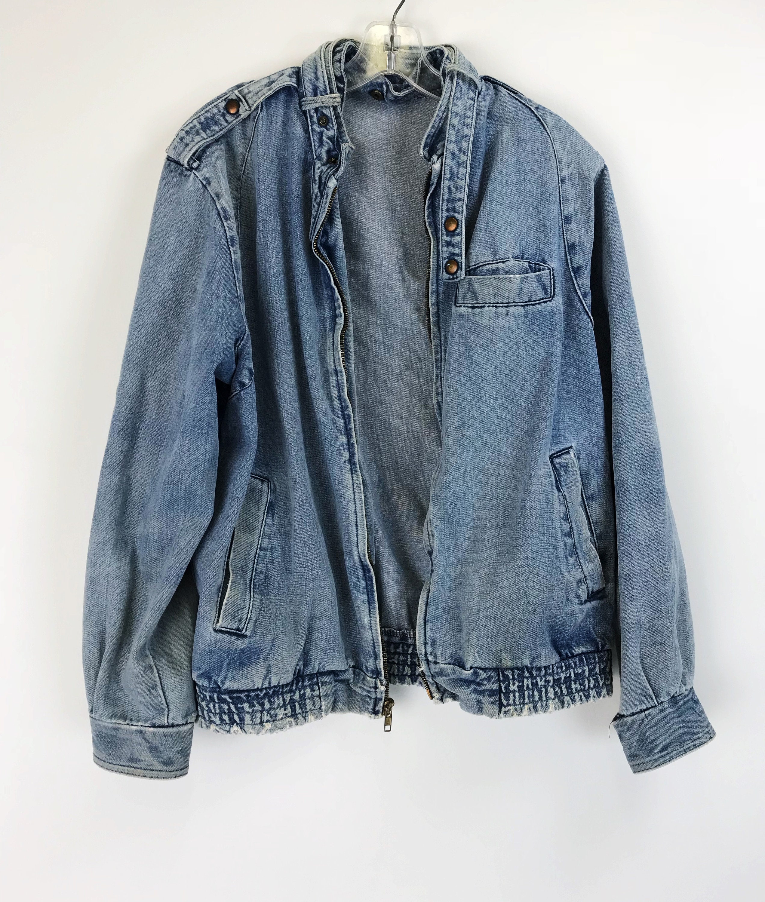 90's Soft Slouchy Denim Blue Jean Jacket Medium Adult - Casual Denim ...