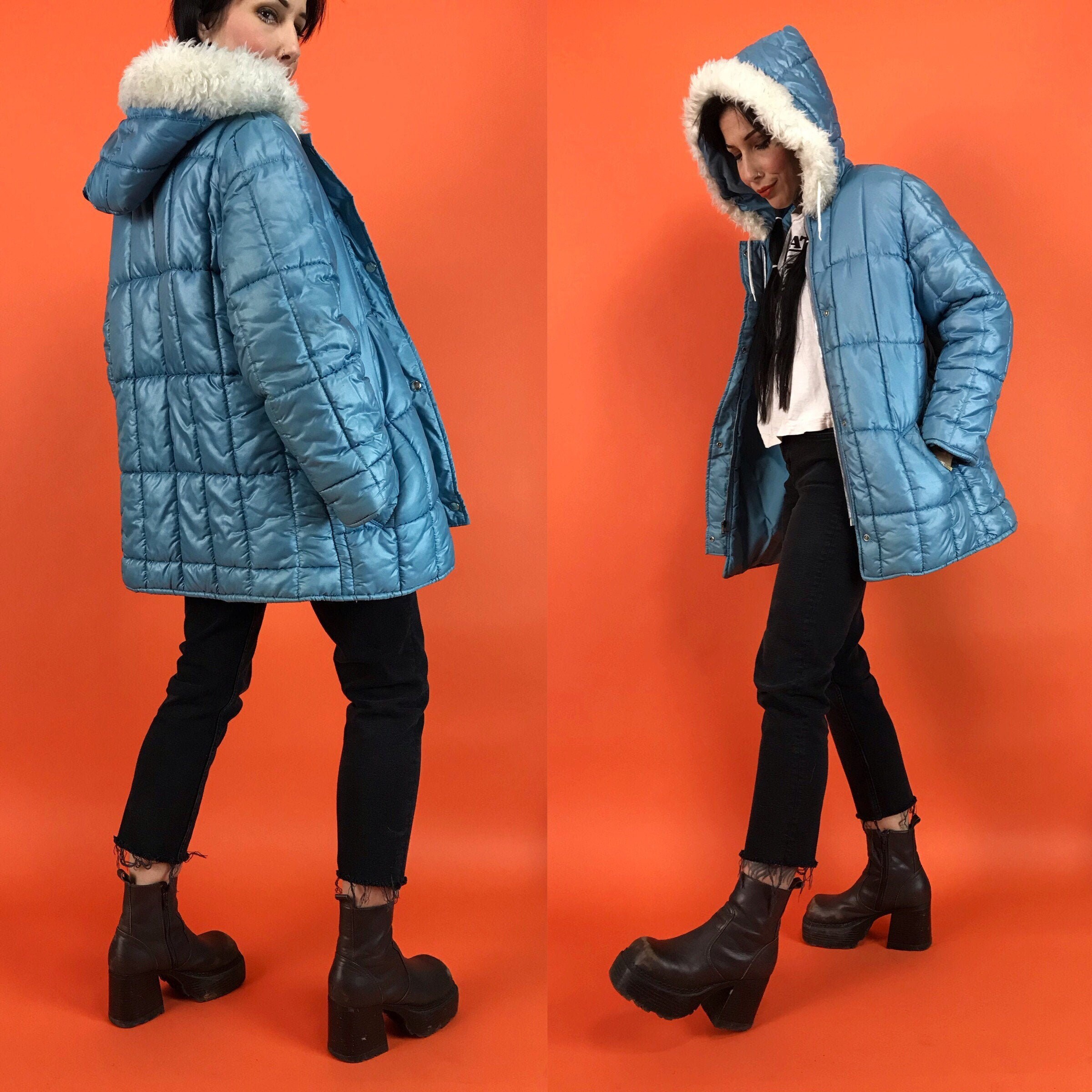 baby blue puffer jacket women's