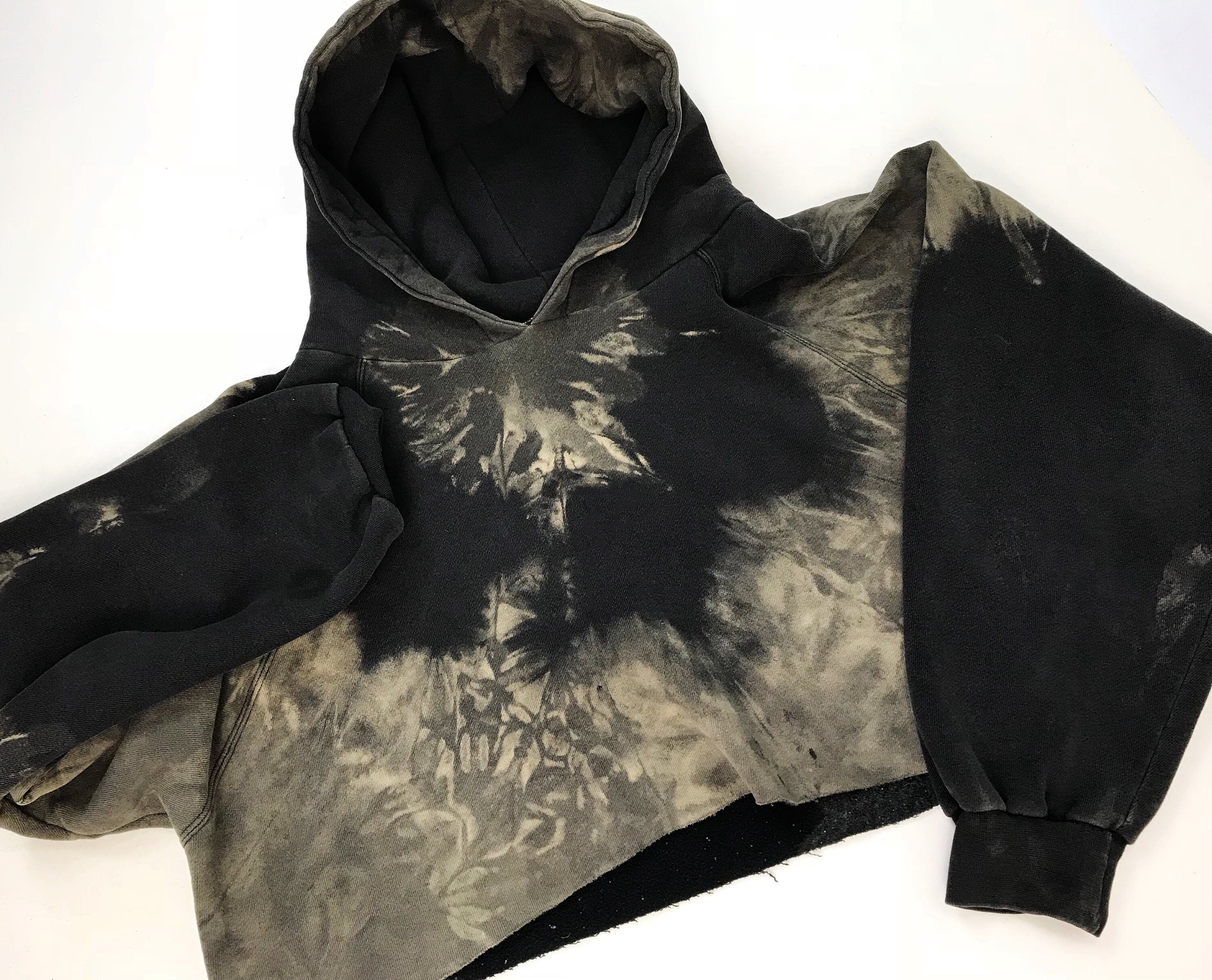 Download Black Tie Dye Cropped Hoodie Sweatshirt XL - Cropped ...
