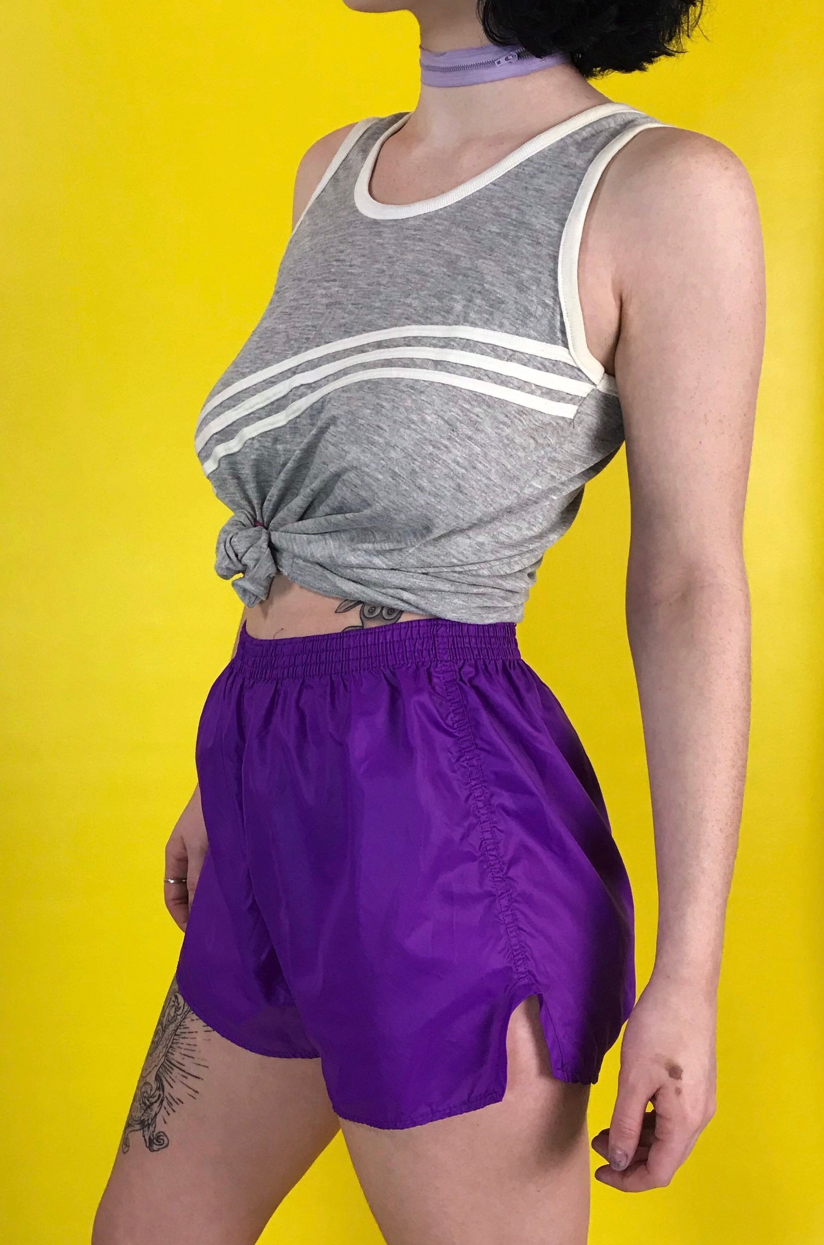 90�s Purple Nylon Gym Shorts Small Athletic High Waist
